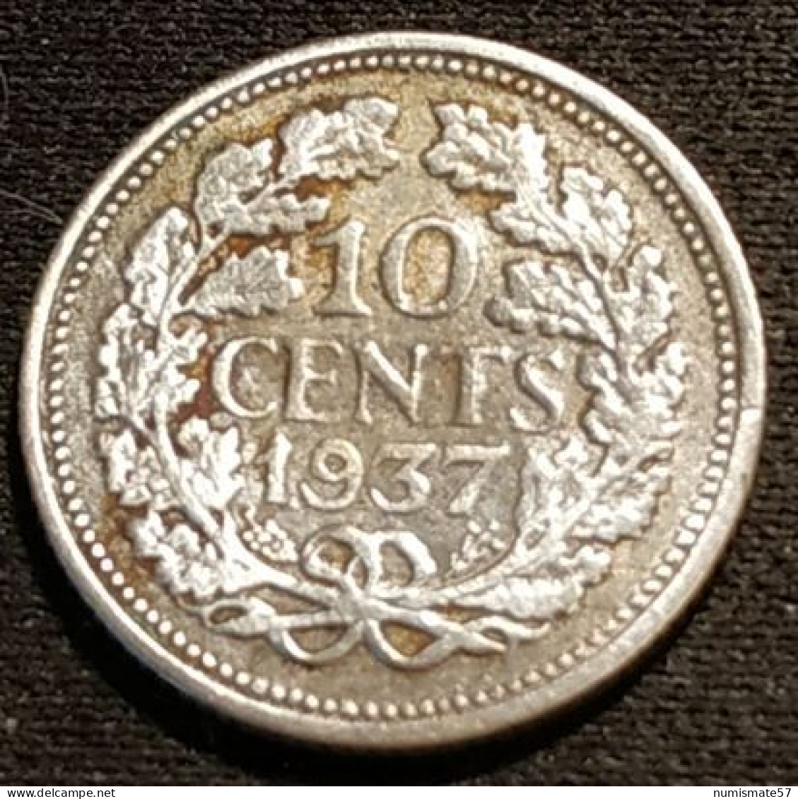 PAYS BAS - NEDERLAND - 10 CENTS 1937 - Wilhelmina - Argent - Silver - KM 163 - 10 Centavos