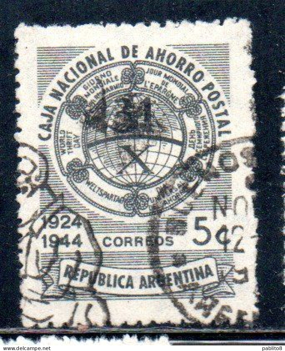 ARGENTINA 1944 NATIONAL SAVINGS BANK 5c USED USADO OBLITERE' - Gebruikt