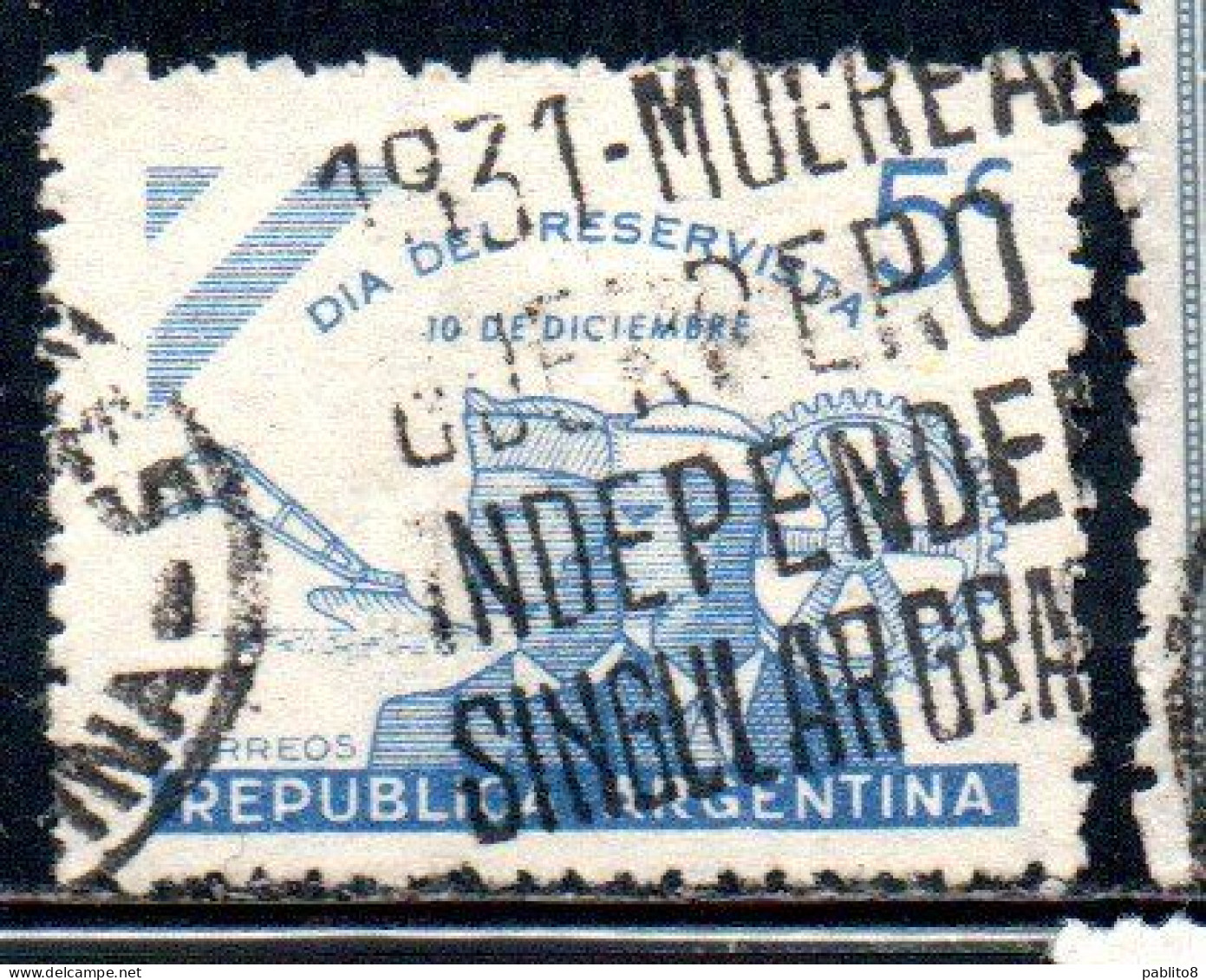 ARGENTINA 1944 DAY OF RESERVISTS 5c USED USADO OBLITERE' - Usados