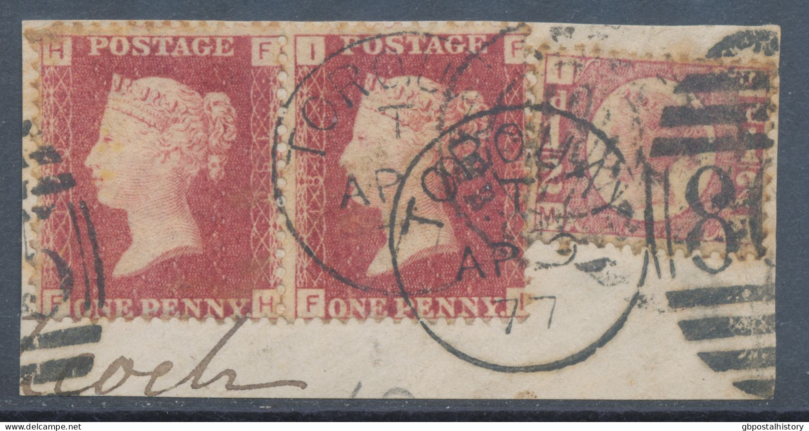 GB QV ½d Plate 6 (MI) Together W 1d Plate 180 (pair, FH-FI) Very Fine Used On Piece With Duplex „TORQUAY / 805“, Devon - Gebraucht