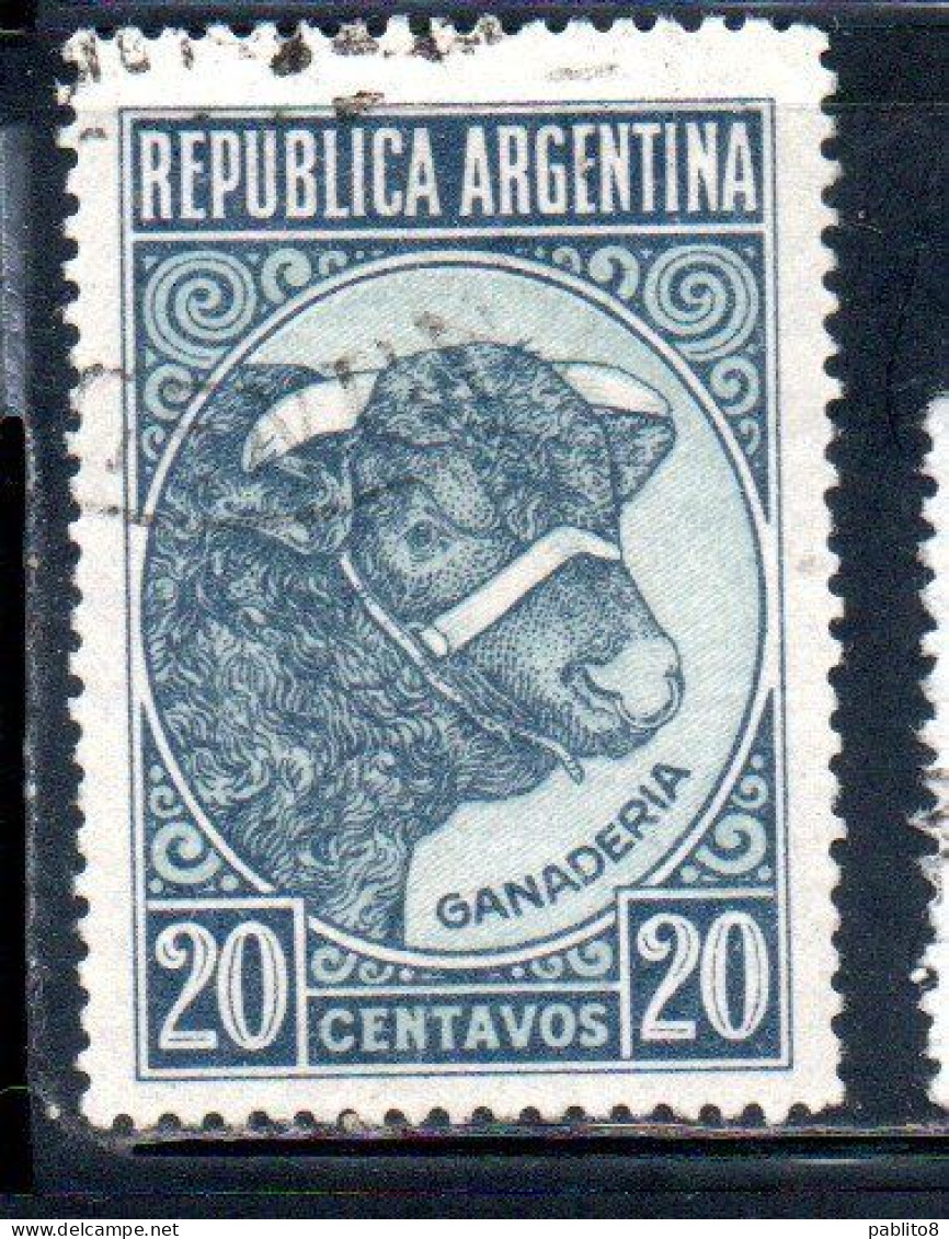ARGENTINA 1942 1950 BULL CATTLE BREEDING 20c USED USADO OBLITERE' - Gebruikt