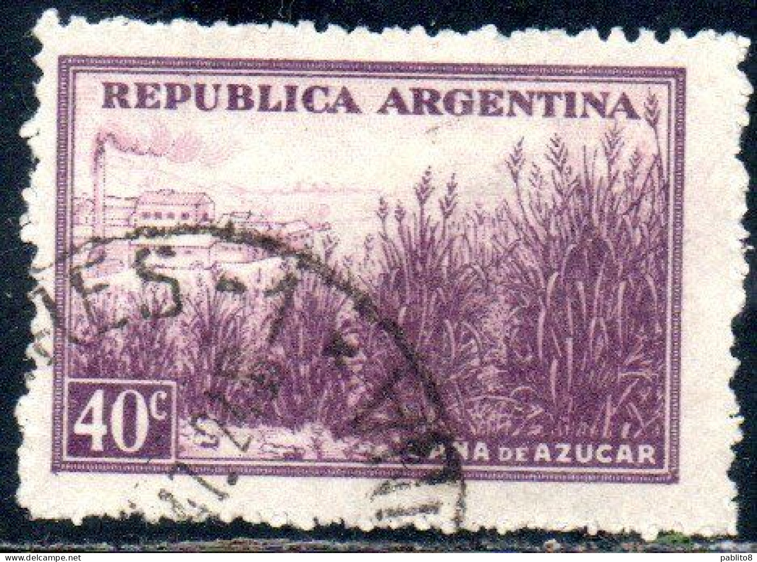 ARGENTINA 1942 1950 1949 SUGAR CANE 40c USED USADO OBLITERE' - Usati