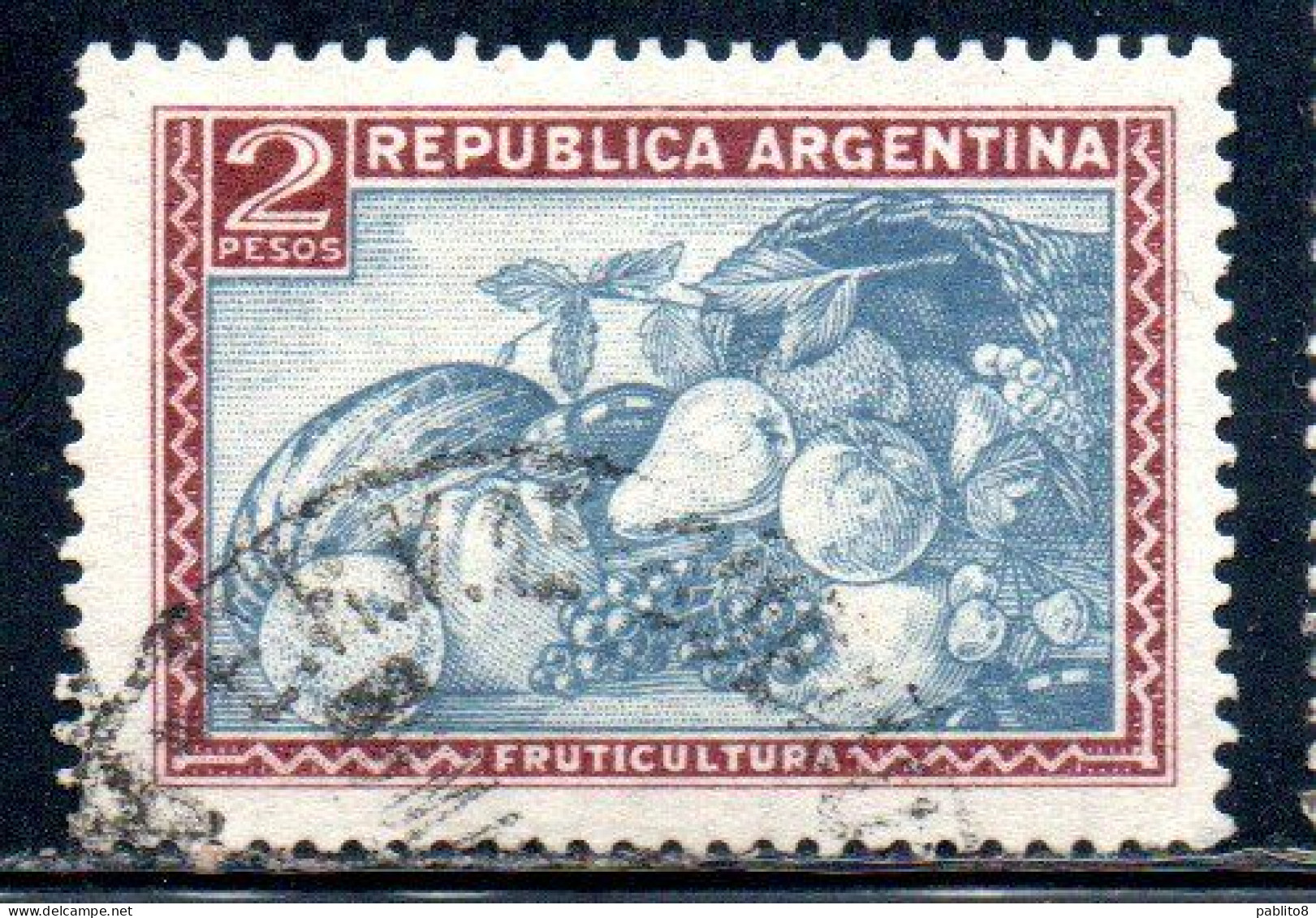 ARGENTINA 1942 1950 1949 FRUIT 2p USED USADO OBLITERE' - Usati