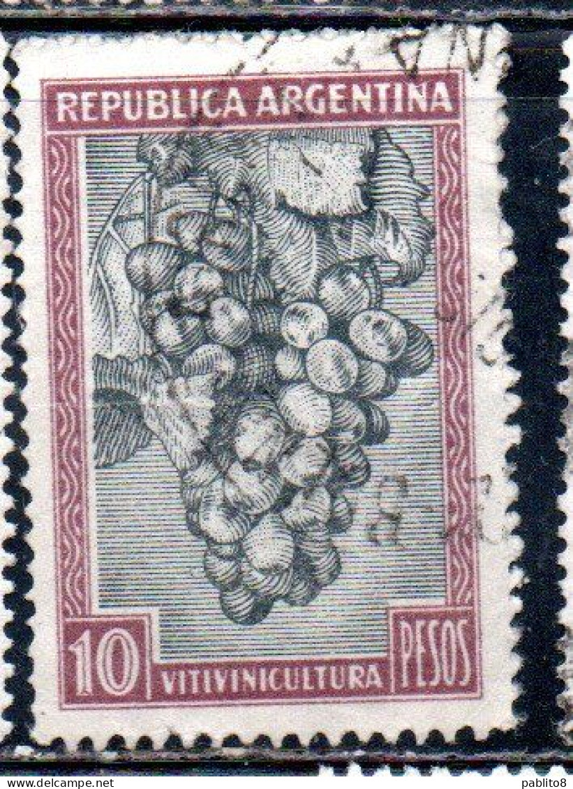 ARGENTINA 1935 1951 GRAPES VINEYARDS 10p USED USADO OBLITERE' - Used Stamps
