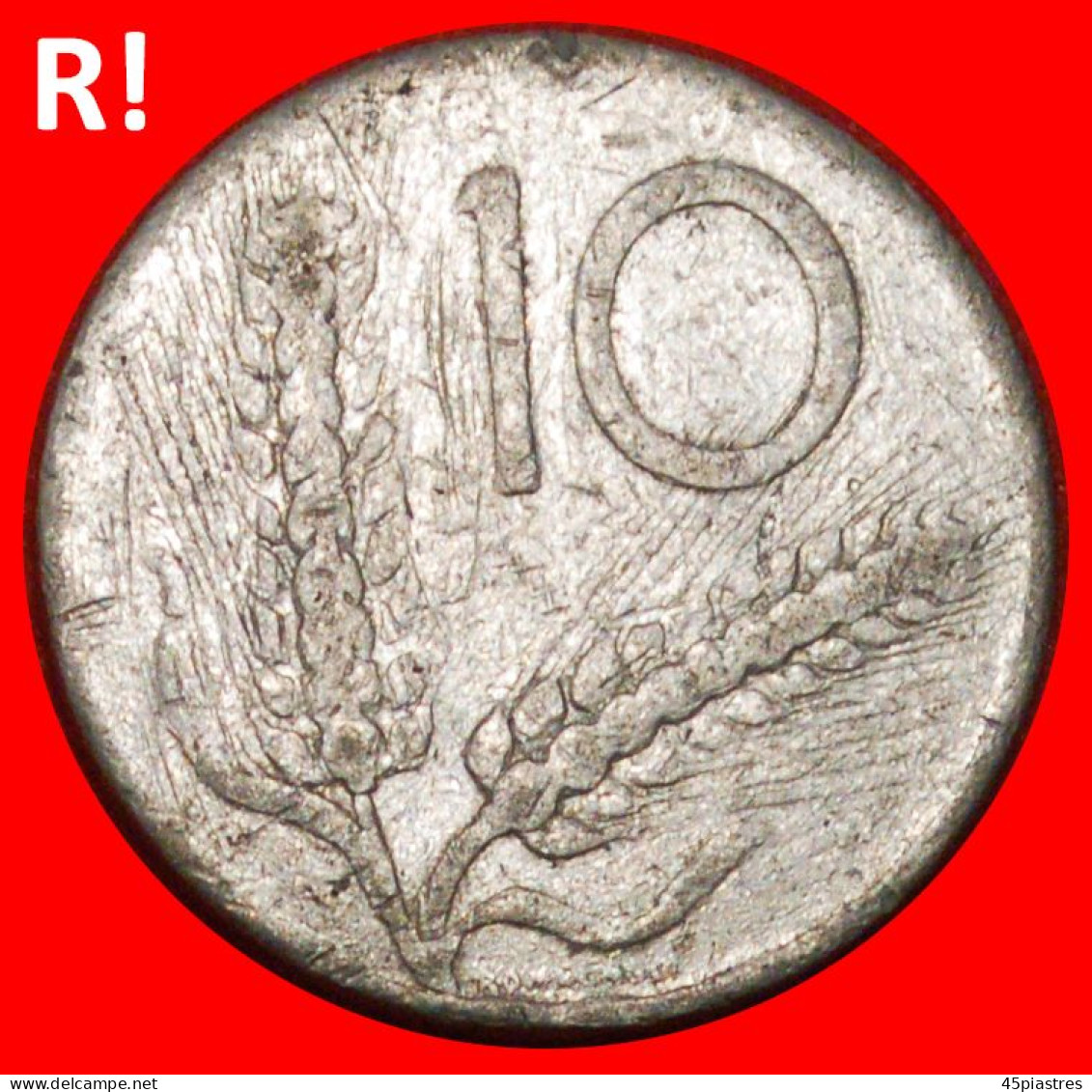 * PLOUGH (1951-2001) ERROR: ITALY  10 LIRAS 1953R! RARE! · LOW START · NO RESERVE! - Errores Y Curiosidades