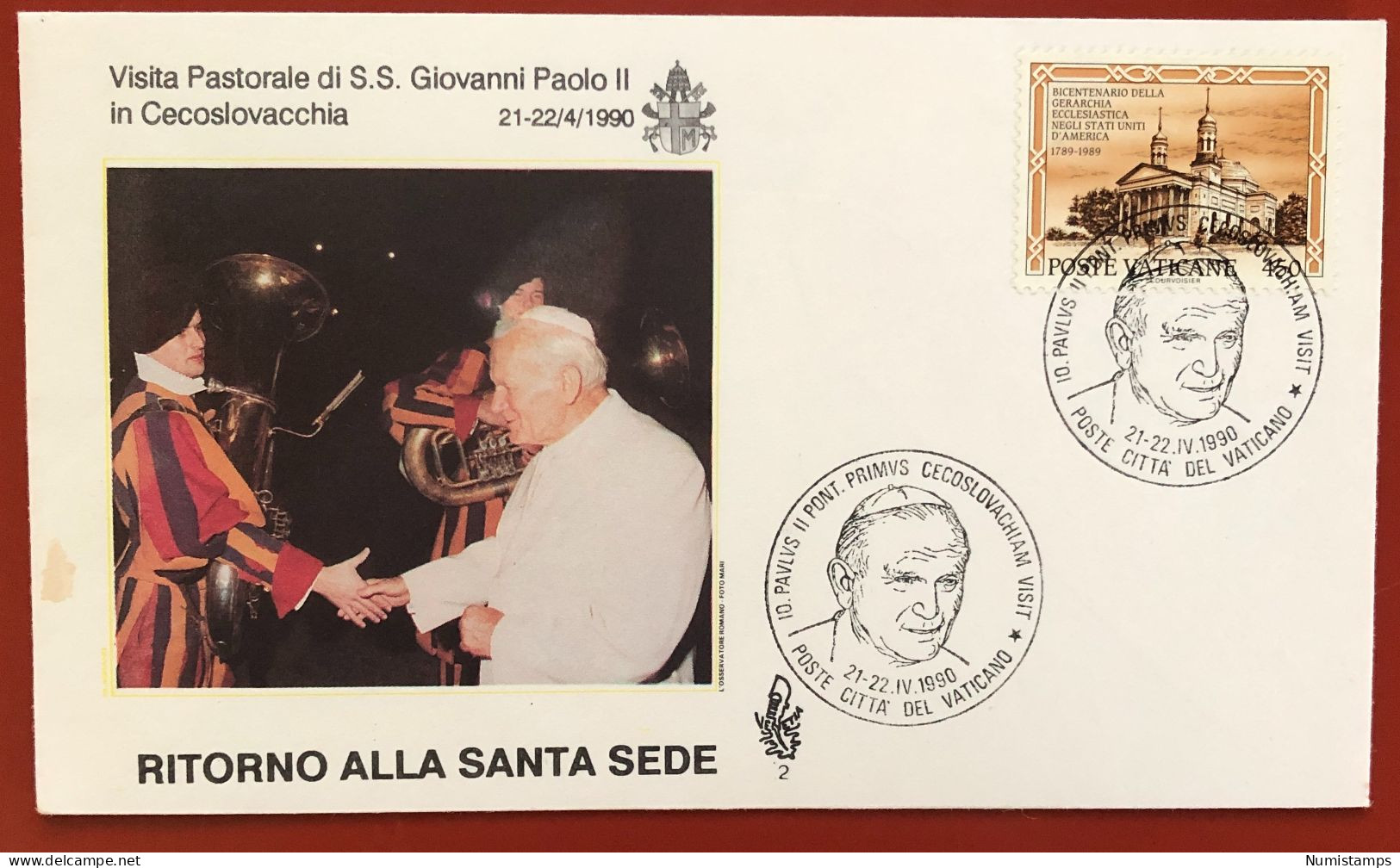 Vatican - FDC - 1989 - Bicentenary Of The Ecclesiastical Hierarchy In The USA (fdcv06) - FDC