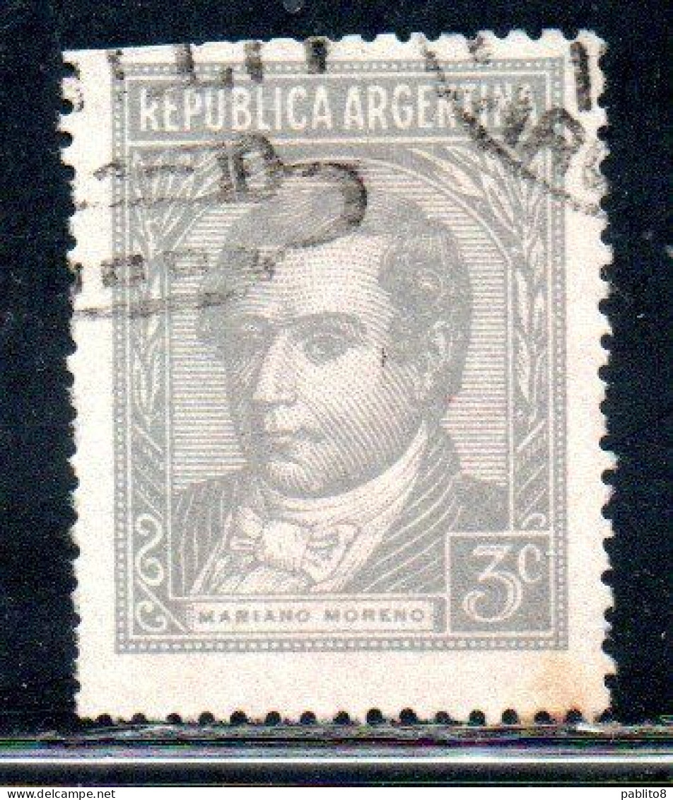 ARGENTINA 1942 1950 MARIANO MORENO 3c USED USADO OBLITERE' - Used Stamps