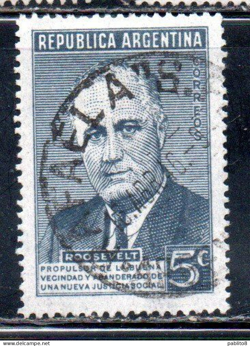 ARGENTINA 1946 FRANKLIN D. ROOSEVELT 5c USED USADO OBLITERE' - Oblitérés