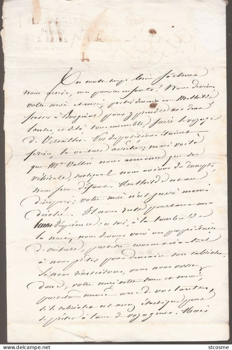 L461 - Lettre De Versailles En 1852, Timbre Découpé - 1852 Louis-Napoléon