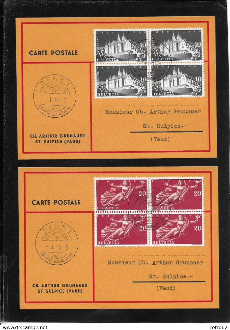 1948  100 JAHRE BUNDESSTAAT ► Kompletter Satz Auf R-Postkarte Und  4 X Komplett Im VB Auf Speziellen Postkarten   ►RAR◄ - Lettres & Documents