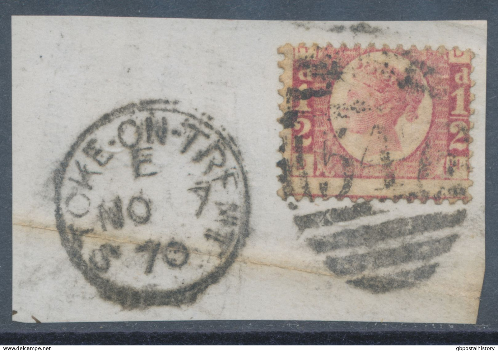 GB QV Scarce ½d Plate 1 (DH) Very Fine Used With Duplex „STOKE-ON-TRENT / 547“, Staffordshire (4VOD With Small Bars Not - Used Stamps