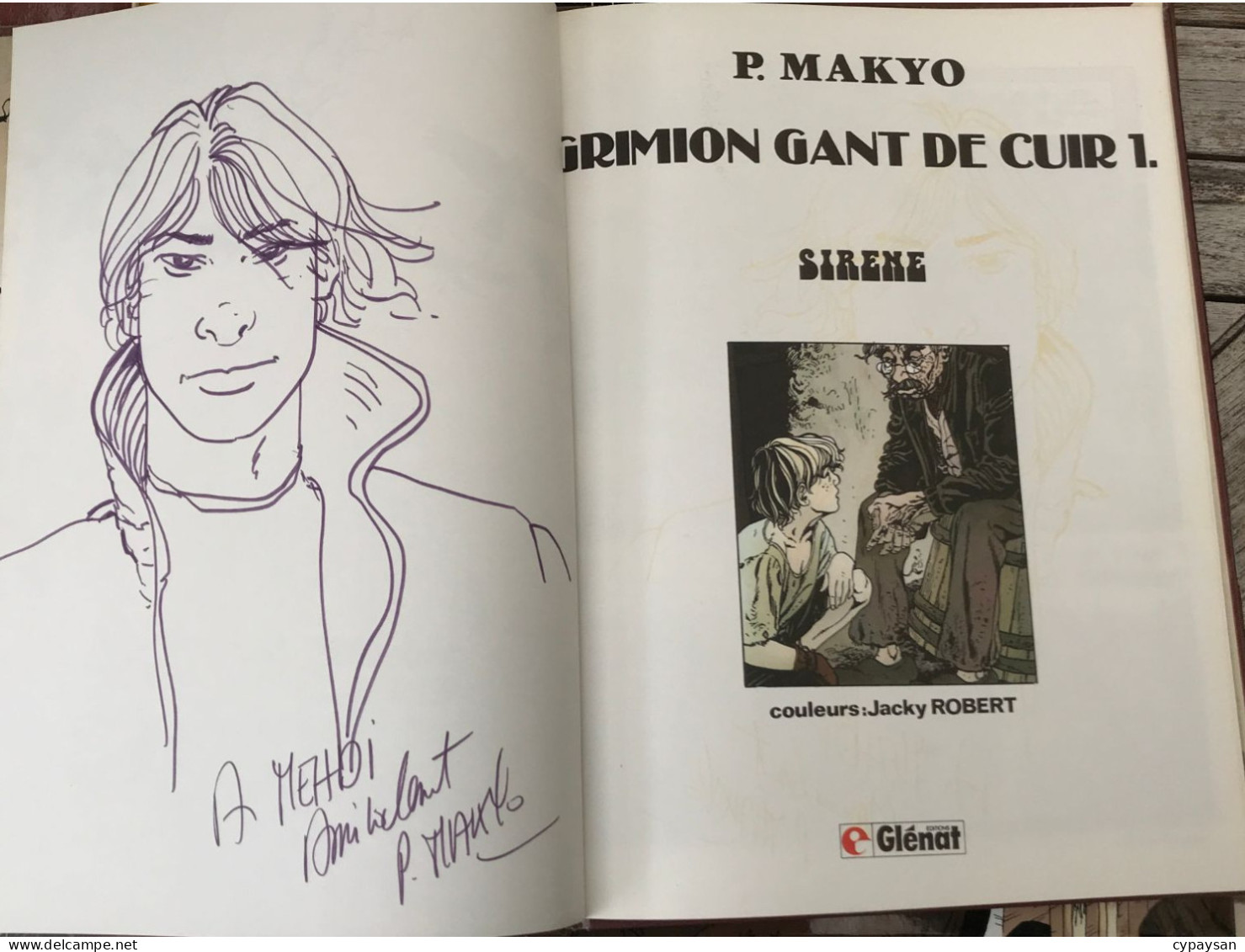 Grimion Gant De Cuir 1 Sirène RE DEDICACE BE Glénat 09/1985 Makyo (BI2) - Autographs