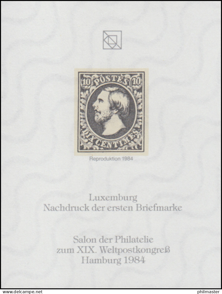 Sonderdruck Luxemburg Nr. 1 Neudruck Salon Hamburg 1984 FAKSIMILE - Privées & Locales