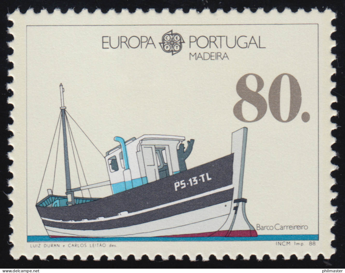 Europaunion 1988 Portugal-Madeira 118b, Marke ** / MNH Aus Block 9 - Autres & Non Classés