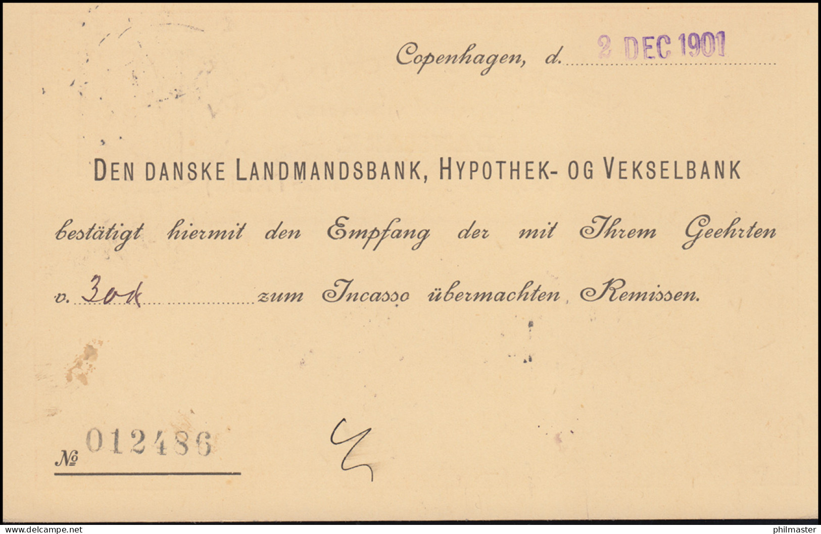 Dänemark Postkarte Wappen Im Oval 10 Öre, KJOBENHAVN 2.12.1901 Nach BERLIN - Postwaardestukken