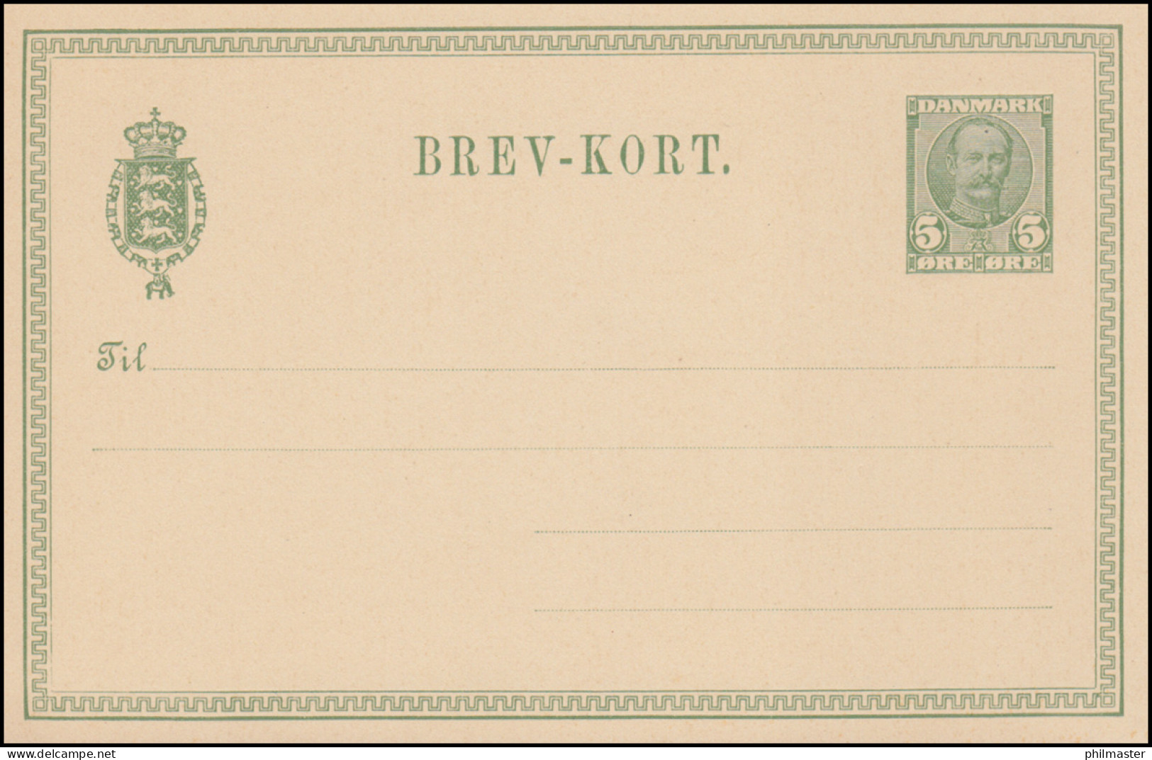 Dänemark Postkarte P 135 König Frederik VIII. 5 Öre BREV-KORT, ** - Postwaardestukken