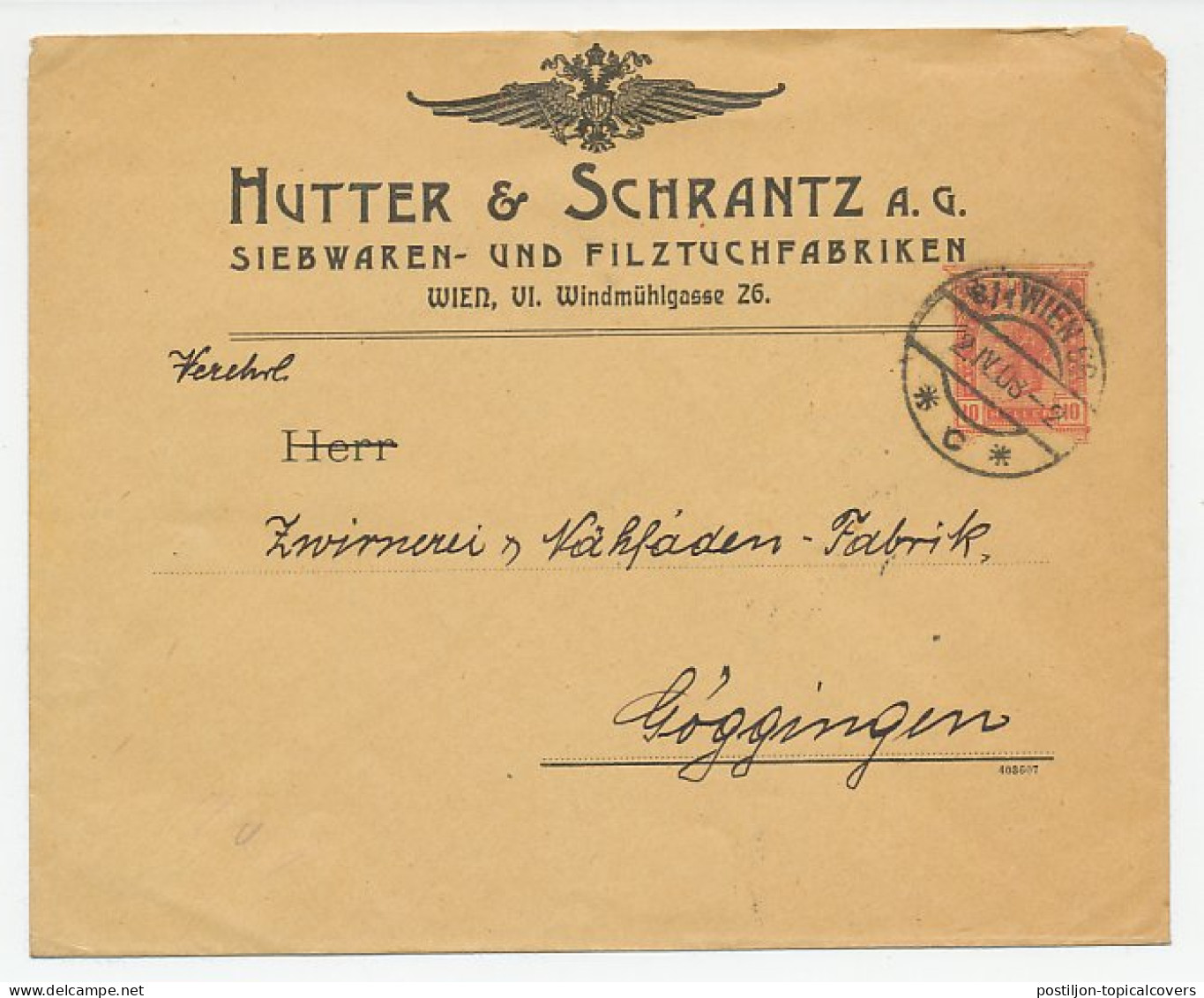 Postal Stationery Austria 1908 - Privately Printed Felt Cloth - Sieves - Textile