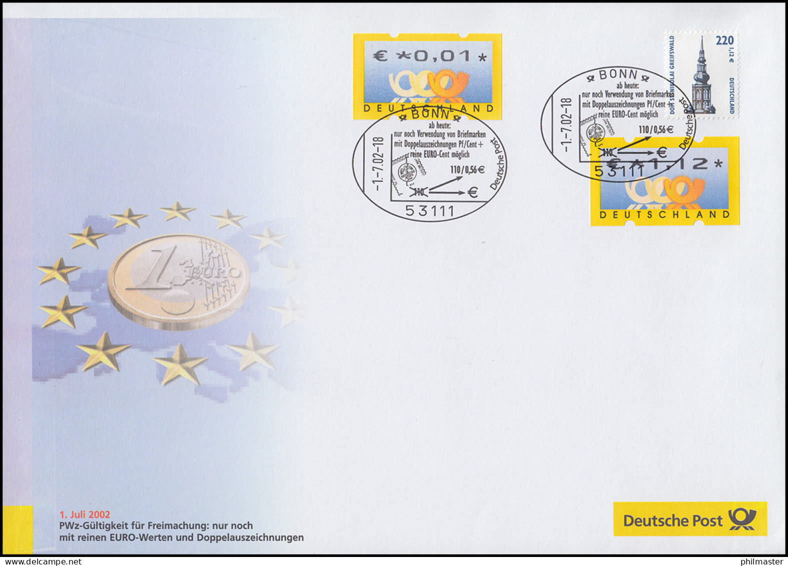 Dokumentation Euro-Einführung: Nur Noch Euro-Marken 1.7.2002 SST Bonn - Münzen