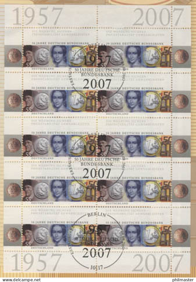 2618 50 Jahre Deutsche Bundesbank - 10er-Bogen Auf Kartonvorlage, ESST - 2001-2010