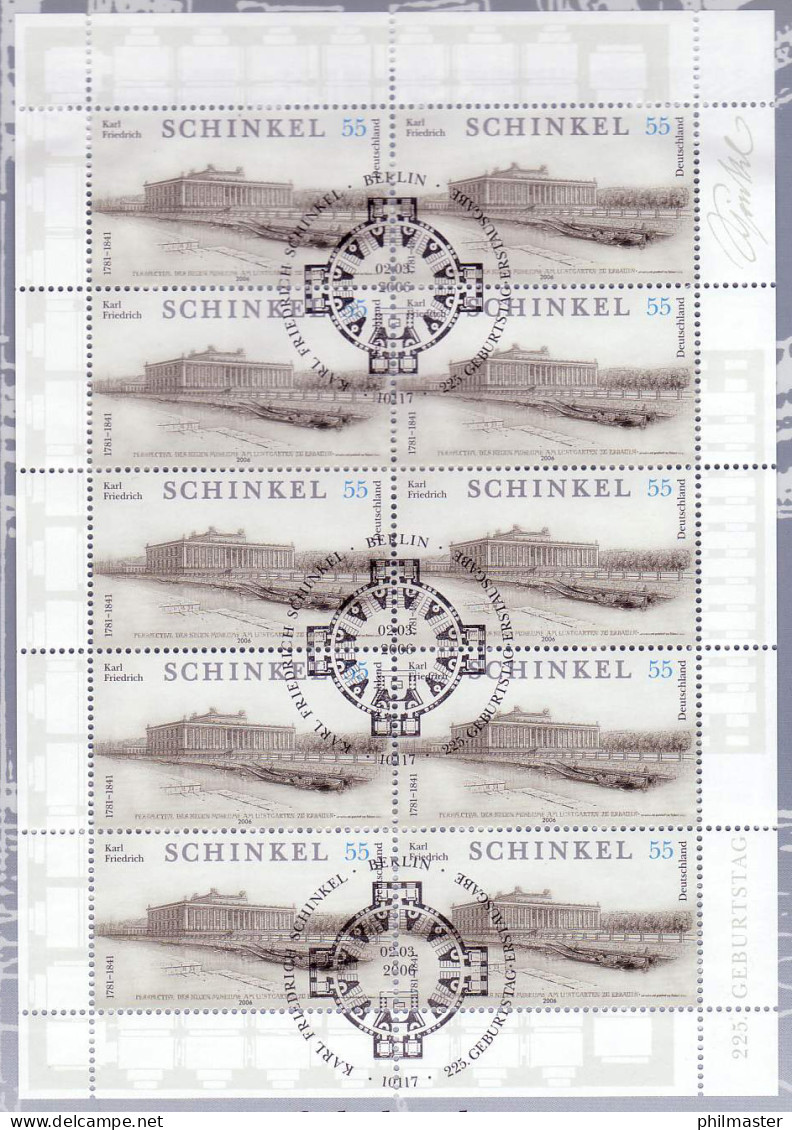 2527 Baumeister Karl Friedrich Schinkel - 10er-Bogen Auf Kartonvorlage, ESST - 2001-2010