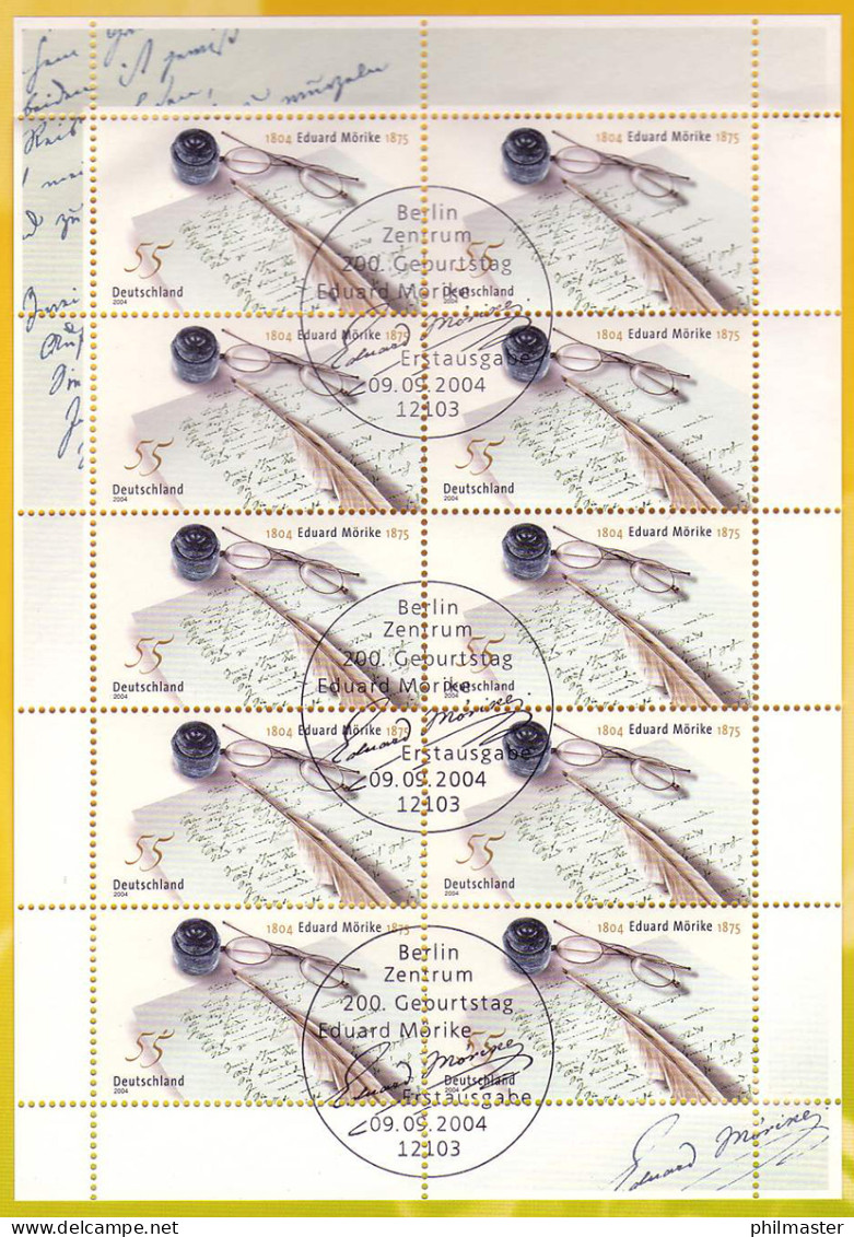 2419 Eduard Mörike - 10er-Bogen Auf Kartonvorlage, ESST - 2001-2010