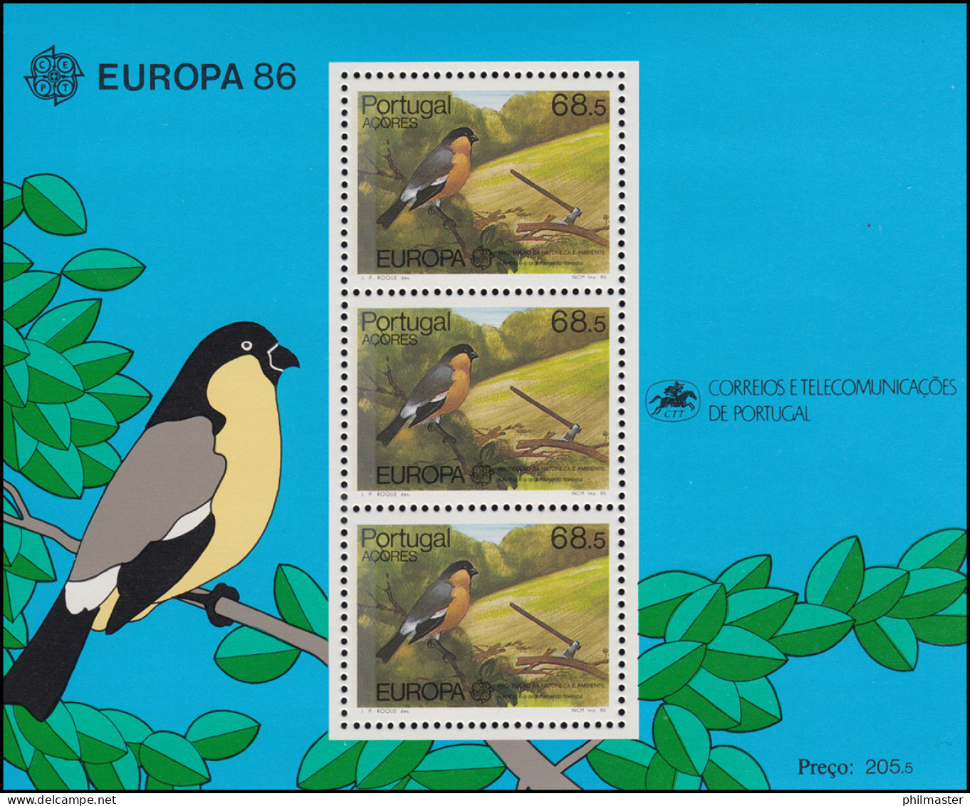 Portugal-Azoren Block 7 Europaunion CEPT Natur Und Umweltschutz 1986, ** / MNH - Azores