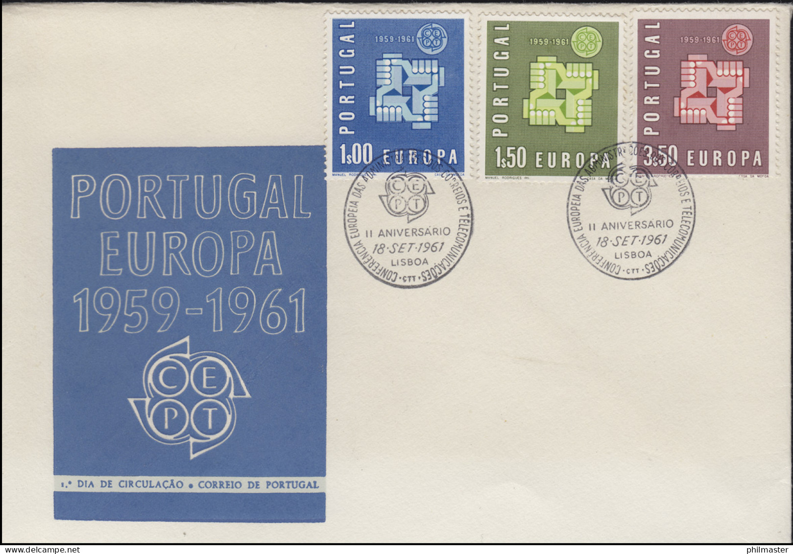 Portugal 907-909 EUROPA / CEPT 1961 - Satz Auf Schmuck-FDC LISBOA 18.9.1961 - Autres & Non Classés