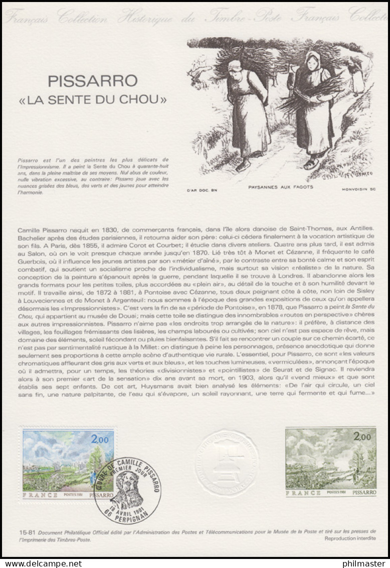 Collection Historique: Maler Camille Pissarro - La Sente Du Chou 18.4.1981 - Impressionisme