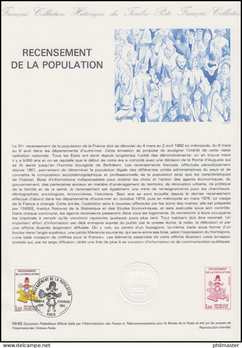 Collection Historique: Volkszählung Recensement De La Population 27.2.1982 - Franse Revolutie