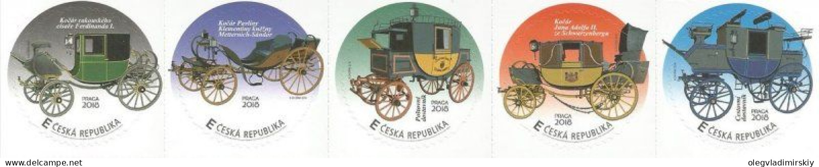 Czech Tschechien Tchèque 2018 Postal Carriages From The Postal Museum Strip Of 5 Stamps Mint - Neufs