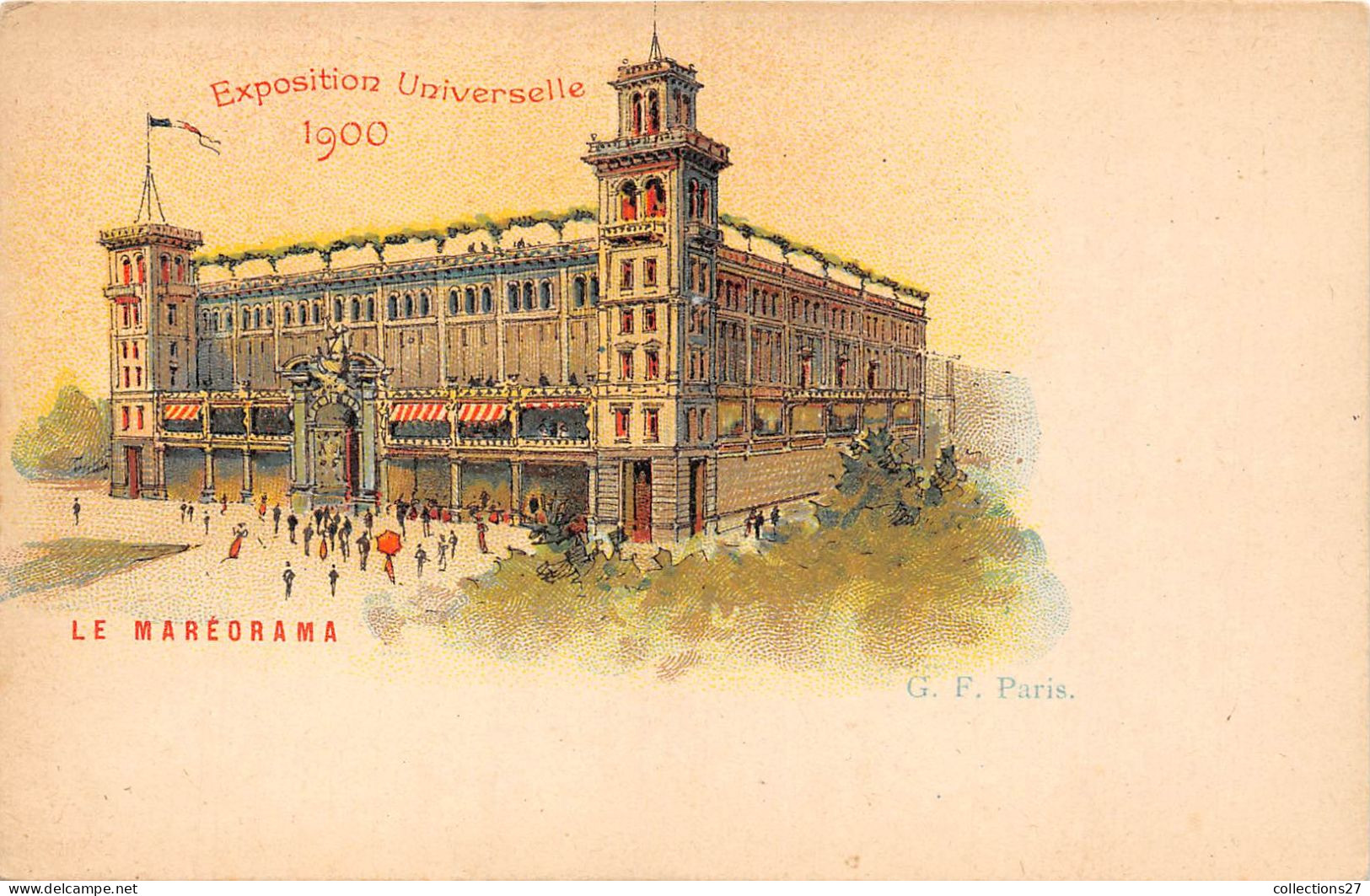 PARIS- 5 CARTES - EXPOSITION UNIVERSLLE 1900 - PORTE PRINCIPALE, CHAMP DE MARS , LE MAREORAMA , PONT ALEXANDRE III