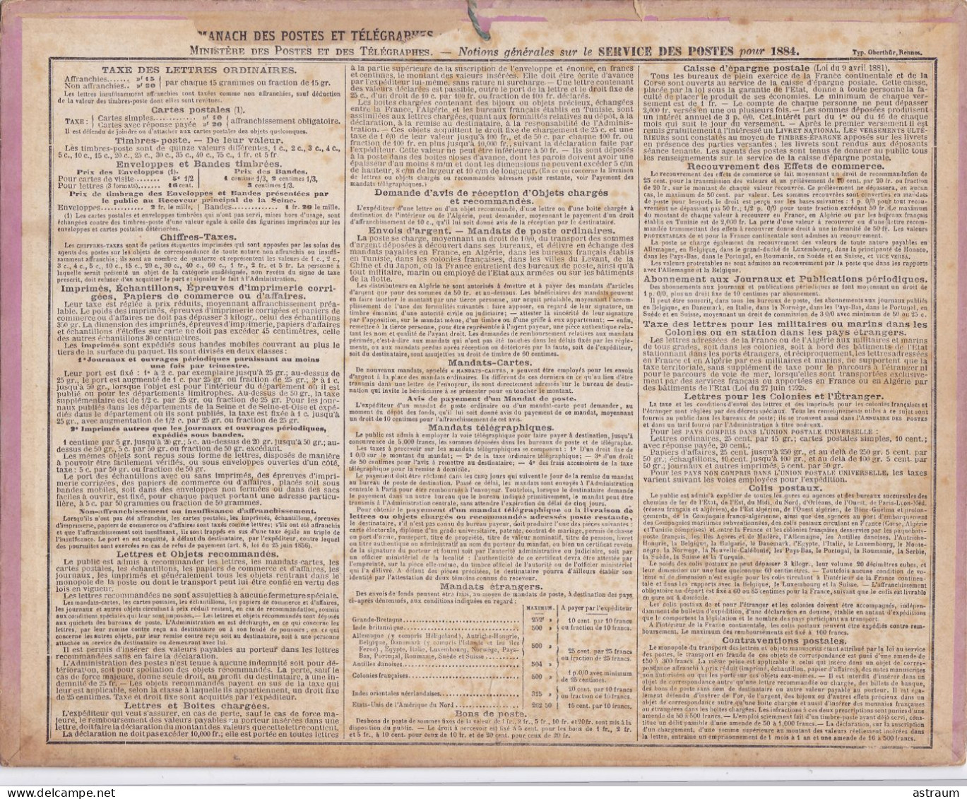 Calendrier Almanach 1884 - Arrivée D'un Train De Plaisir De Paris Au Havre- Oberthur Rennes -illustrateur St. Pannemaker - Tamaño Grande : ...-1900