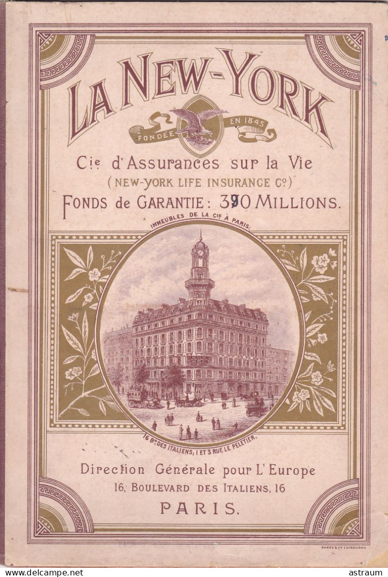 Calendrier Almanach 1887 - La New York Compagnie D'assurances Sur La Vie - Paris - Complet Avec Livret - Big : ...-1900