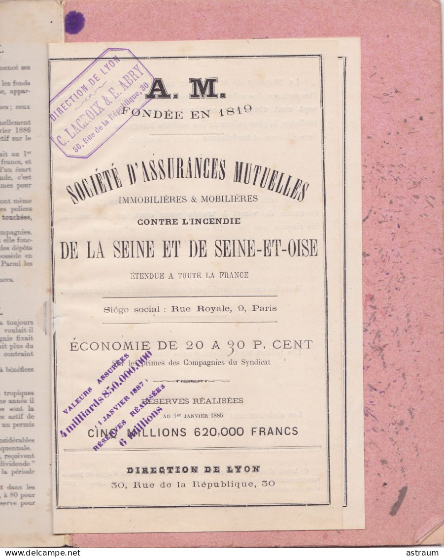 Calendrier Almanach 1887 - La New York Compagnie D'assurances Sur La Vie - Paris - Complet Avec Livret - Big : ...-1900