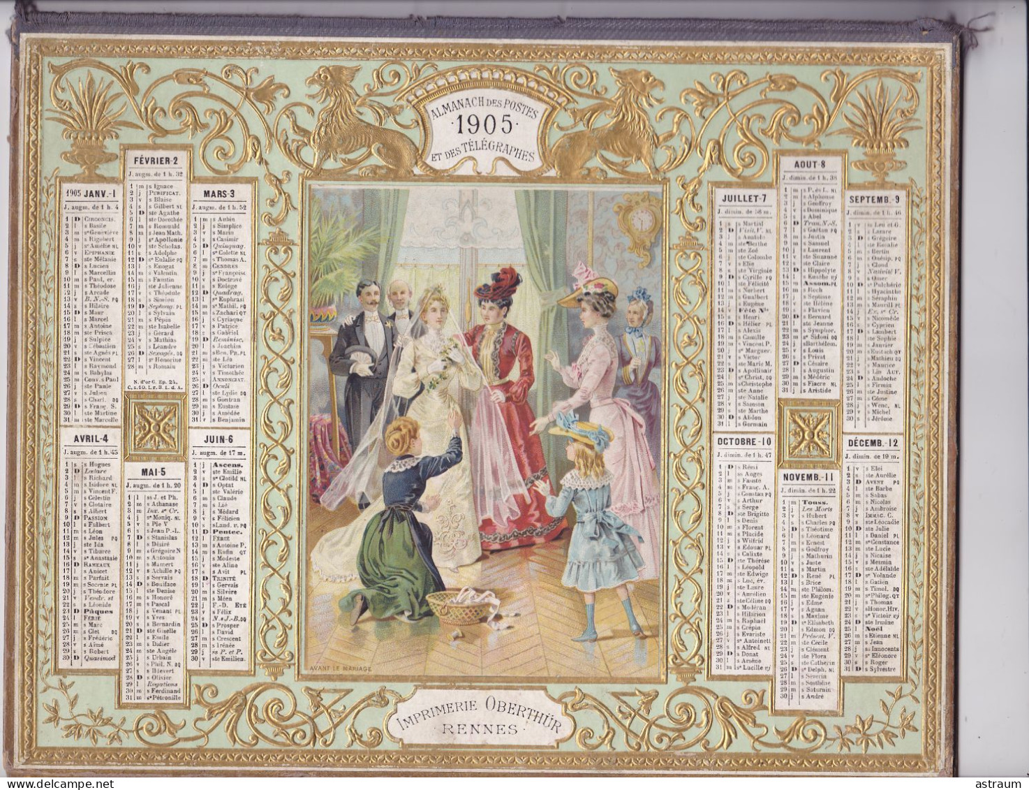 Calendrier Almanach 1905 - Avant Le Mariage - Oberthur Rennes - Carte Des Chemins De Fer De La Haute Savoie - Grossformat : 1901-20