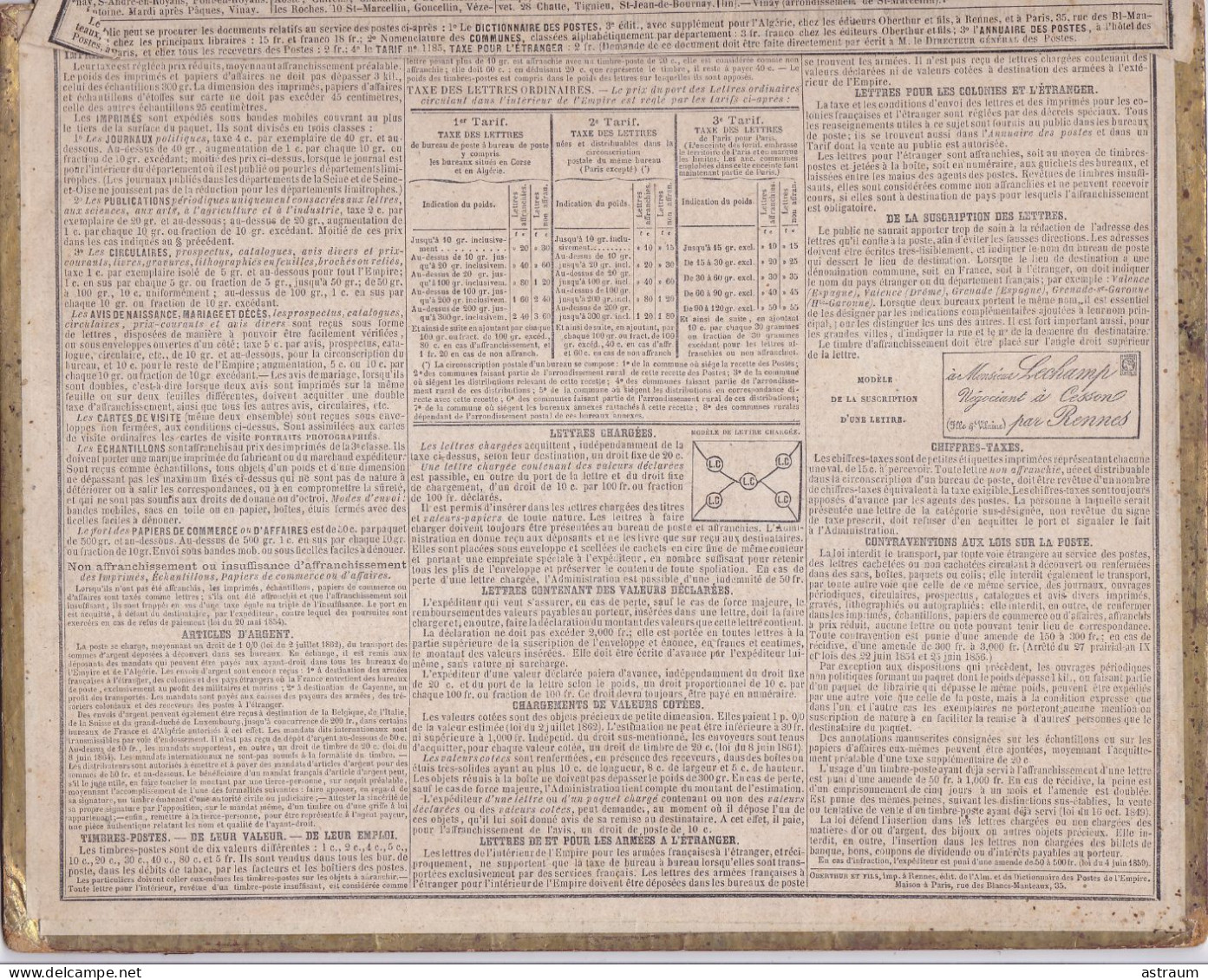 Calendrier  Almanach 1869 Oberthur Rennes Le Defile Des ...- Nomenclature Des Communes De L'isere - Grossformat : ...-1900