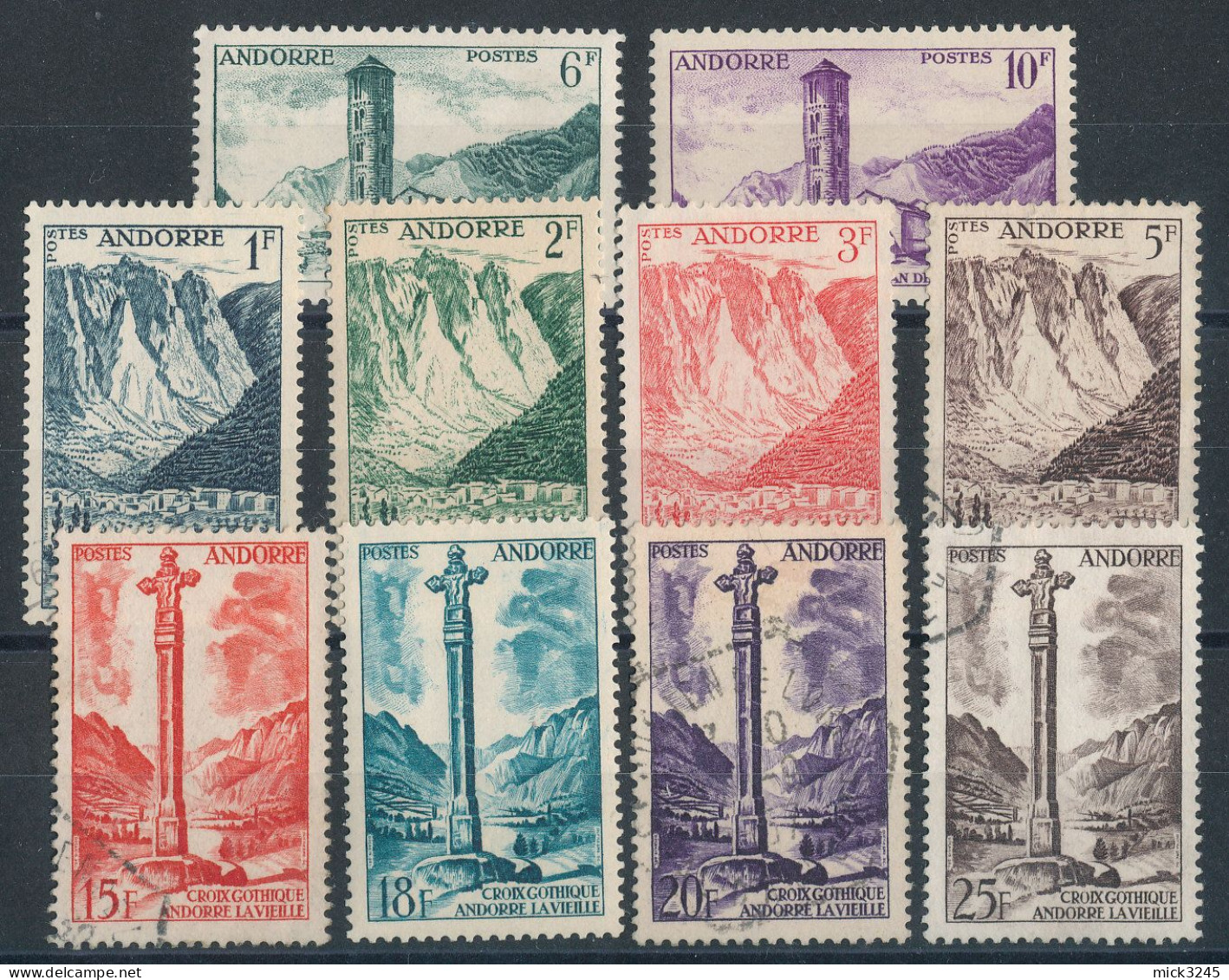 Andorre Lot De 10 Timbres 1955/58 - Usati