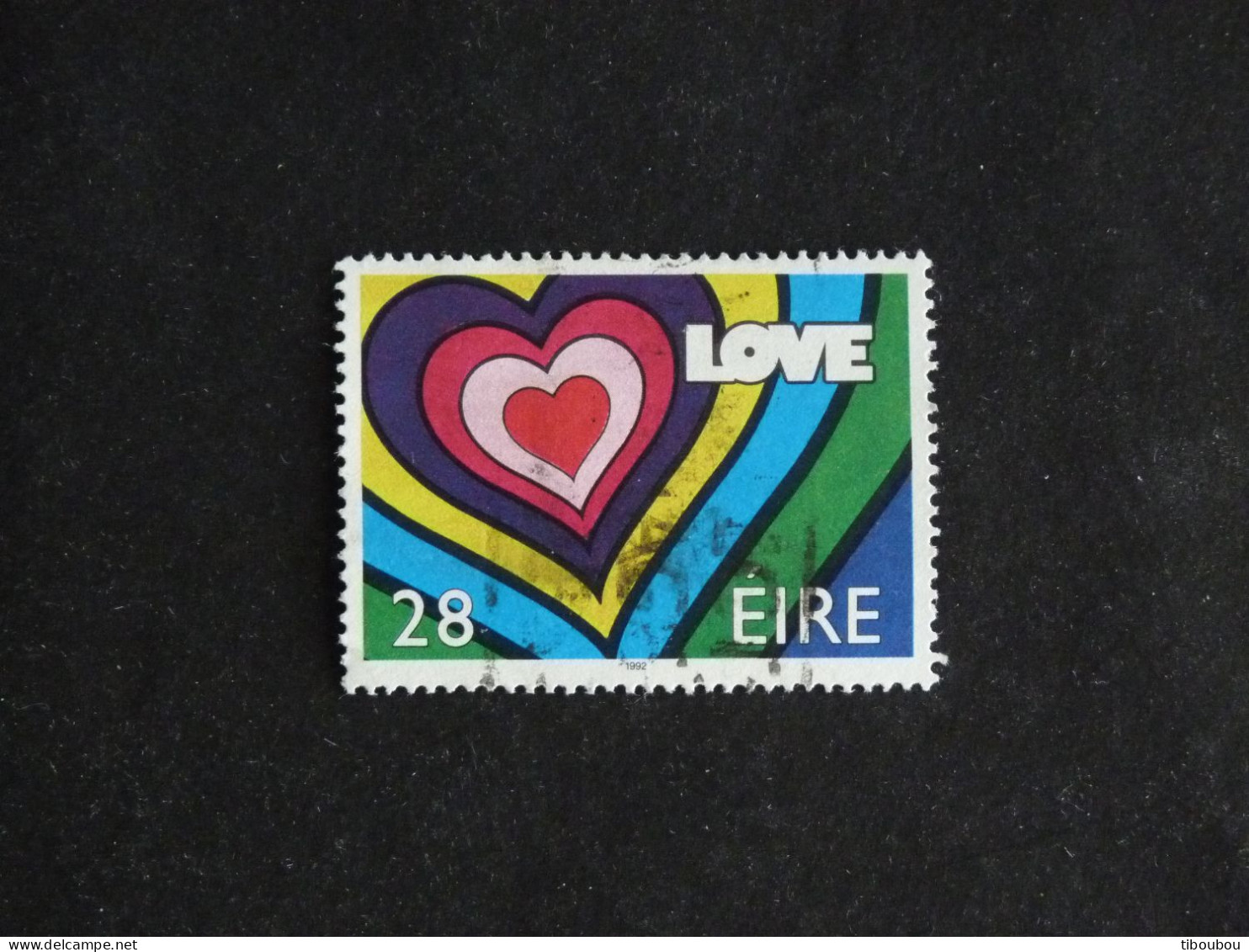 IRLANDE IRELAND EIRE YT 783 OBLITERE - MESSAGE AMOUR LOVE / COEURS CONCENTRIQUES - Gebraucht