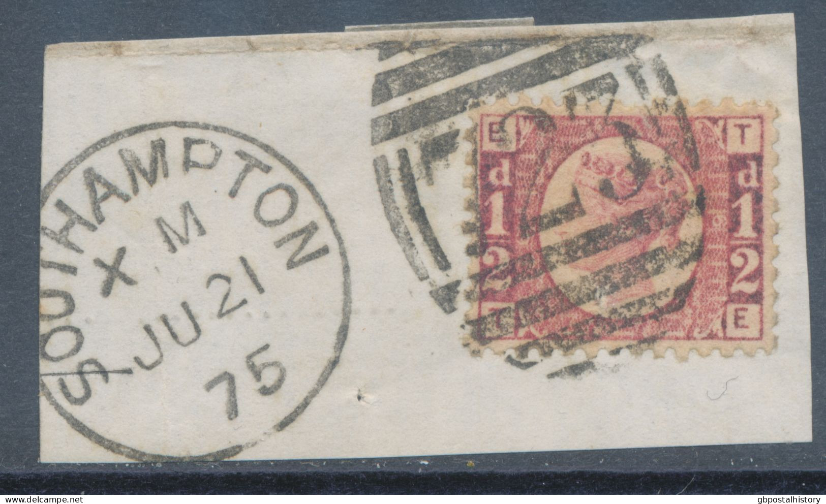 GB QV ½d Plate 6 (TE) Superb Used On Piece With Scarce Duplex „SOUTHAMPTON / 723“, Hampshire (4VODA, Time Code „X M“),21 - Used Stamps