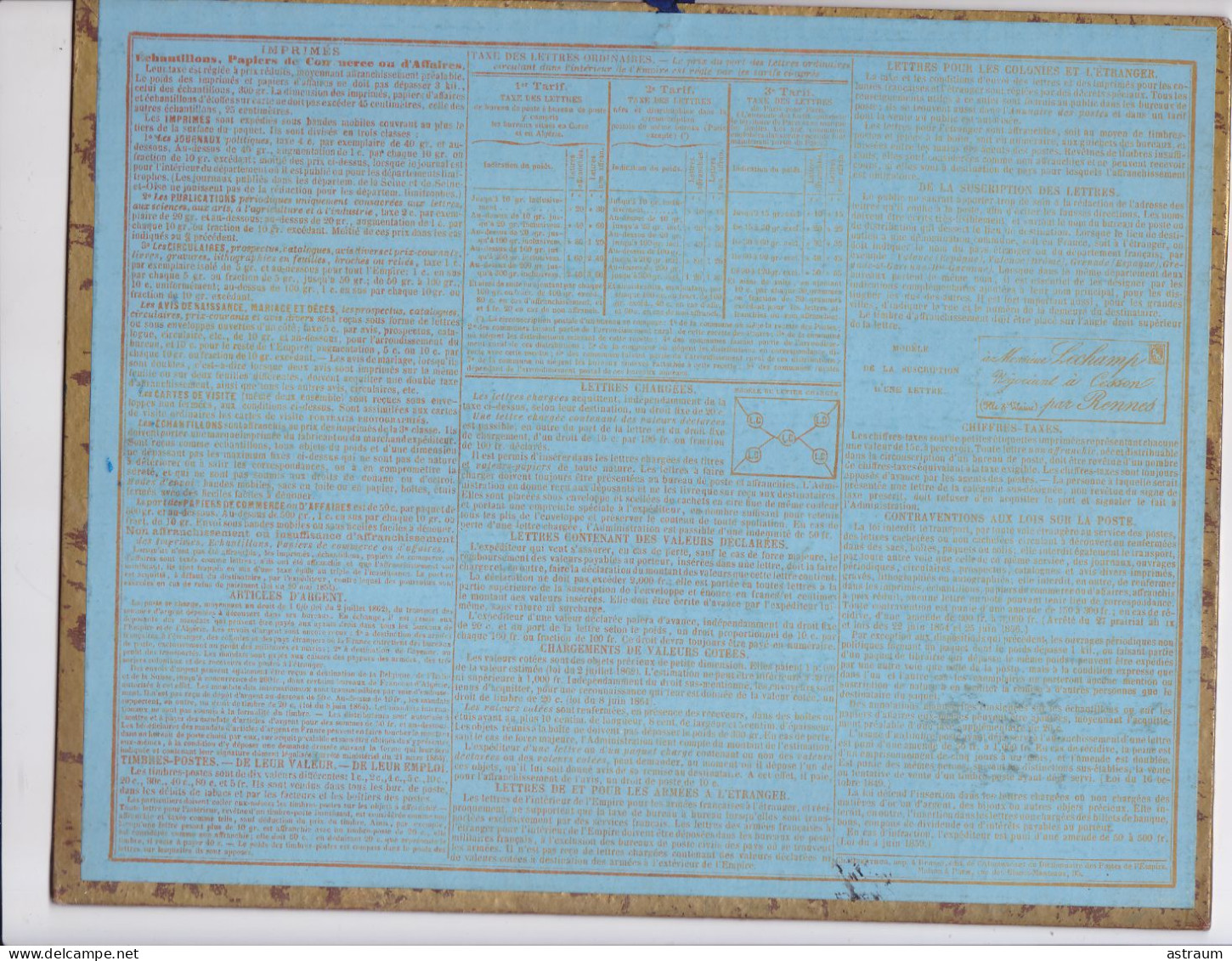 Calendrier Almanach Complet 1867 -pas Sur Delc.- Superbe Paon - Dorure - Oberthur Rennes - - Tamaño Grande : ...-1900