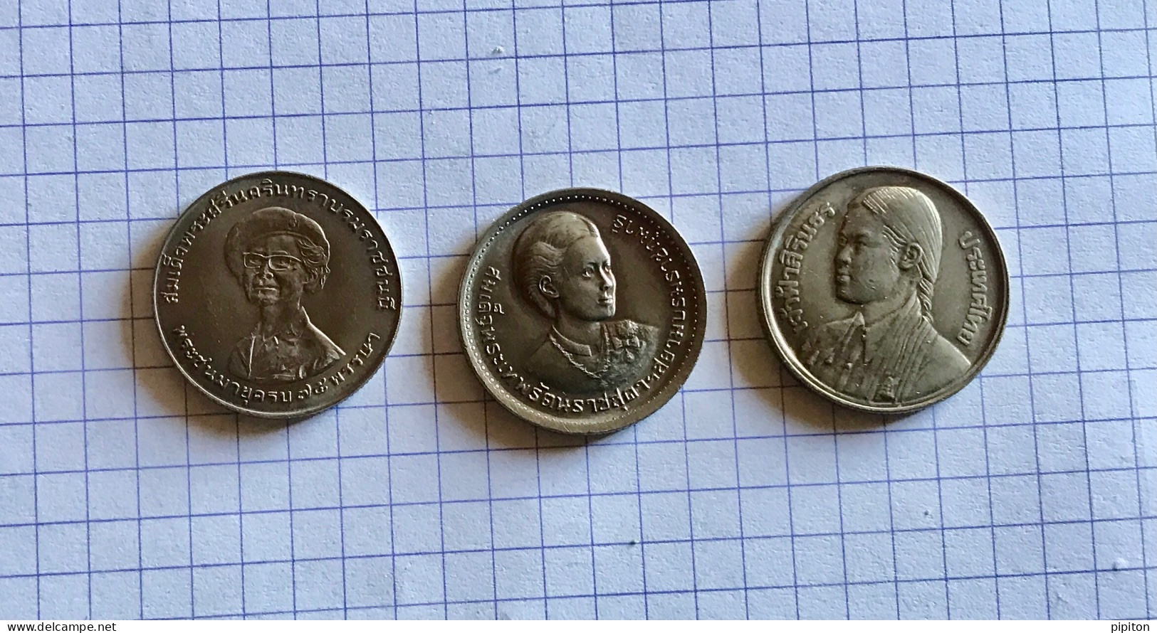 3 Pièces De 1 Baht Thaïlandais - Thaïlande