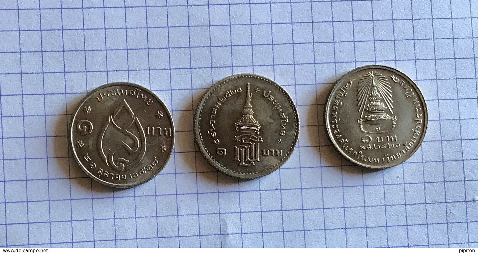 3 Pièces De 1 Baht Thaïlandais - Tailandia