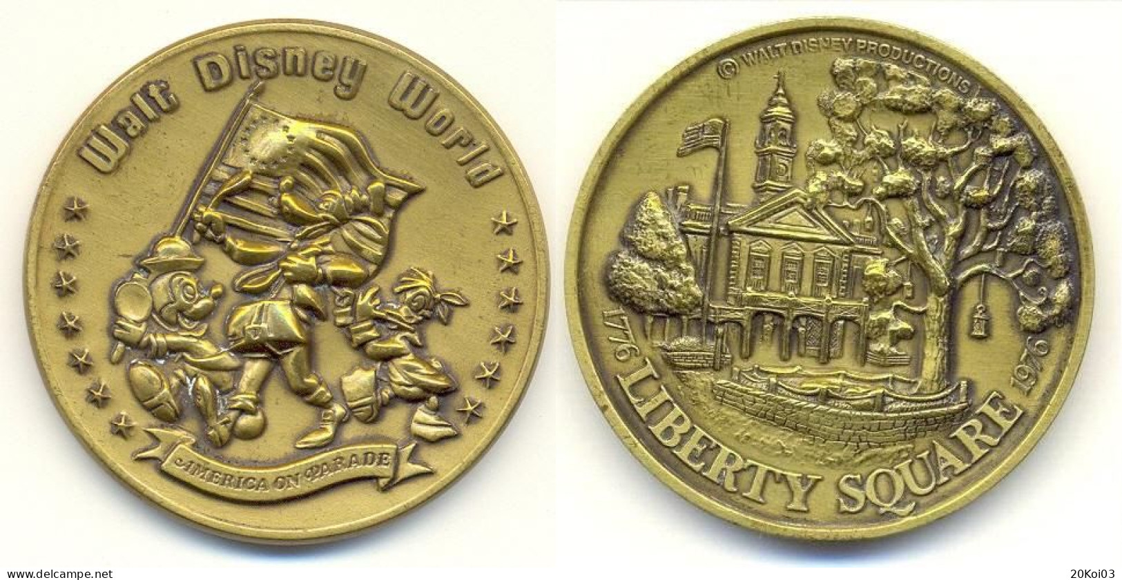 USA 200 Years 1776-1976 Token Walt Disney World America On Parade 1776 Liberty Square 1976 Jeton  Productions - Professionali/Di Società