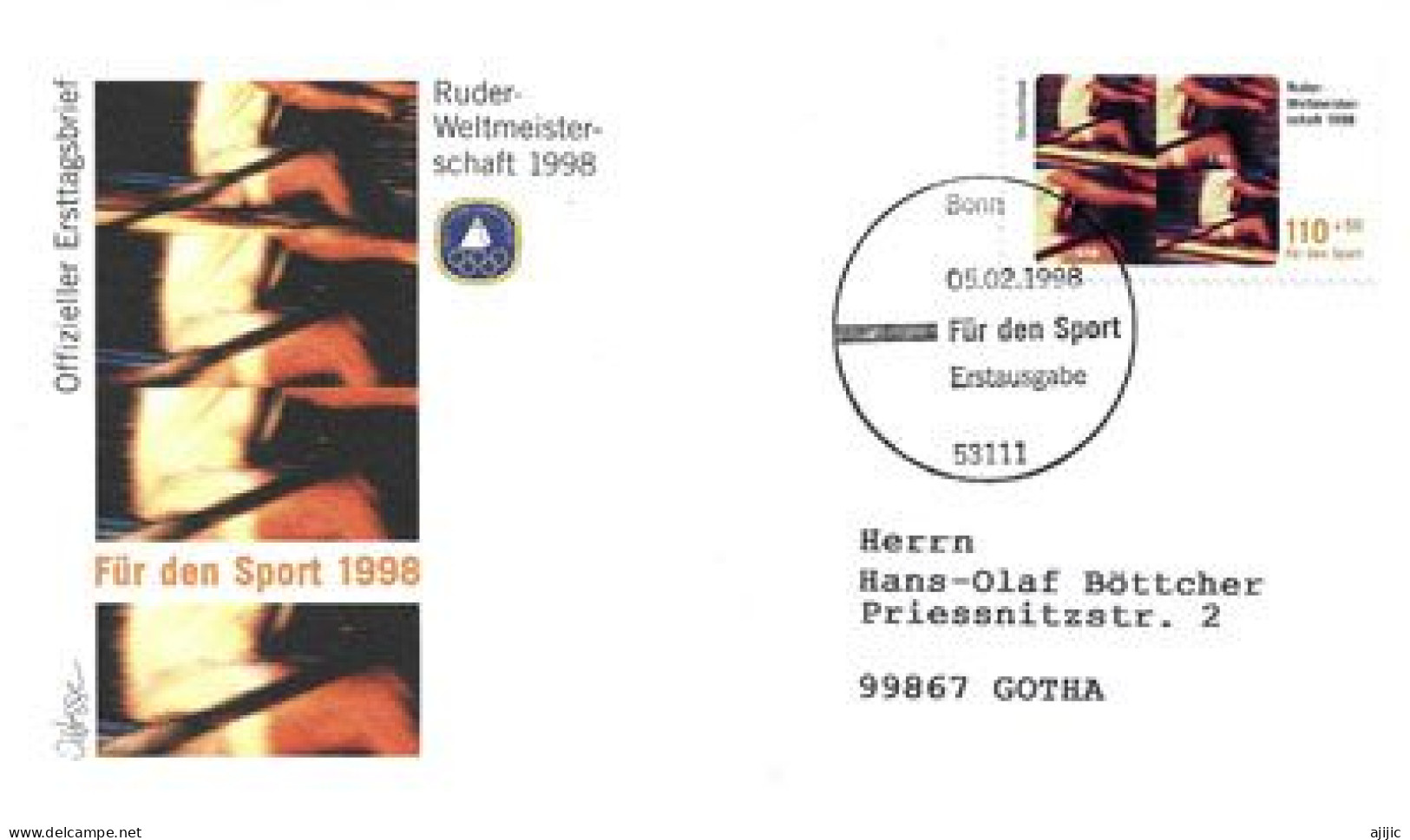 Coupe Du Monde D'Aviron En 1998 à Oberschleißheim (Allemagne) FDC - Aviron