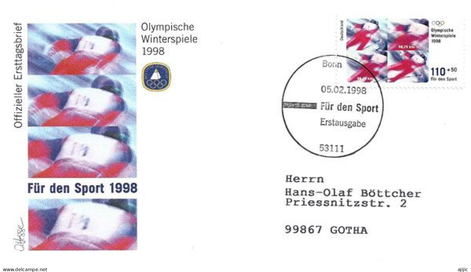 1998 Winter Olympics.Nagano.Japon. FDC Allemagne. - Winter 1998: Nagano