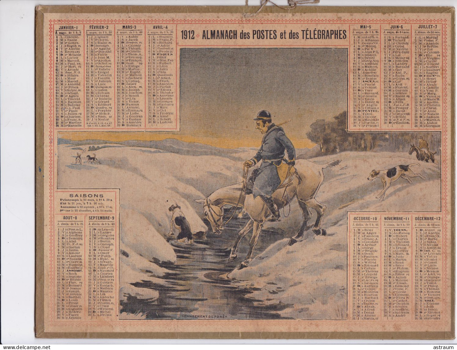 Calendrier Almanach Complet 1912 -pas Sur Delc.- Changement De Foret - Oberthur Rennes ?- - Formato Grande : 1901-20