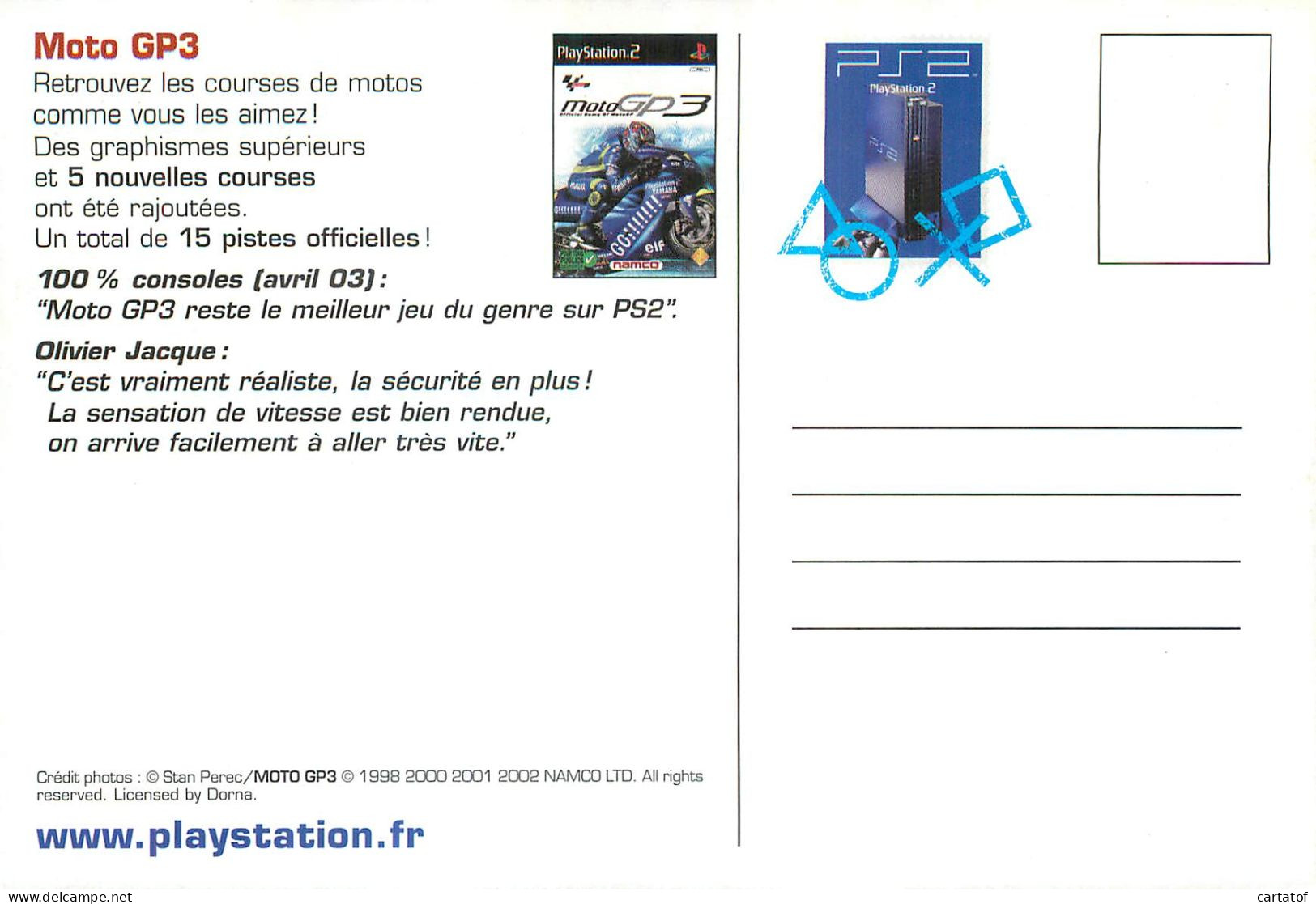 Moto GP3 . Olivier JACQUE Pilote YAMAHA .  Playstation Sur PS2 - Sport Moto