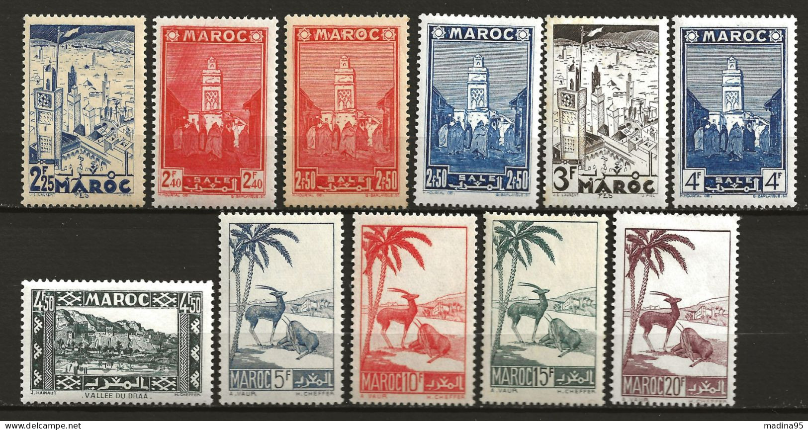 MAROC Colo:, **, N° YT 163 à 199,série Compl., Les N° 172, 177/8, 188, 192/3, 194, 196/7 Et 199 Ch., Sinon TB - Unused Stamps