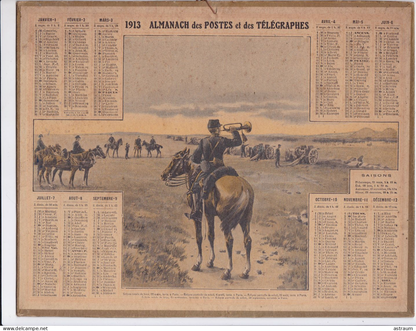 Calendrier Almanach Complet 1913 -pas Sur Delc.- Militaria - Oberthur Rennes ?- - Groot Formaat: 1901-20