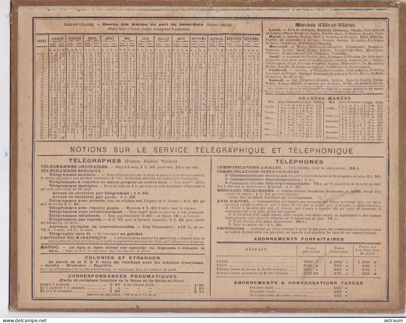 Calendrier Almanach Complet 1924 -pas Sur Delc.- Au Fil De L'eau ( Couple En Barque ) - Oberthur Rennes ?- - Formato Grande : 1921-40